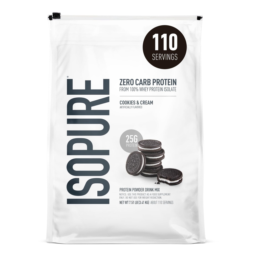 Izopure Zero Carb 100% čistý syrovátkový izolát proteinový prášek, laktóza, gluten zdarma, s vitamíny, cookies & Cream, 25g protein per serving, 7,5 Lbs, 110 Servings (Balení květen Vary)
