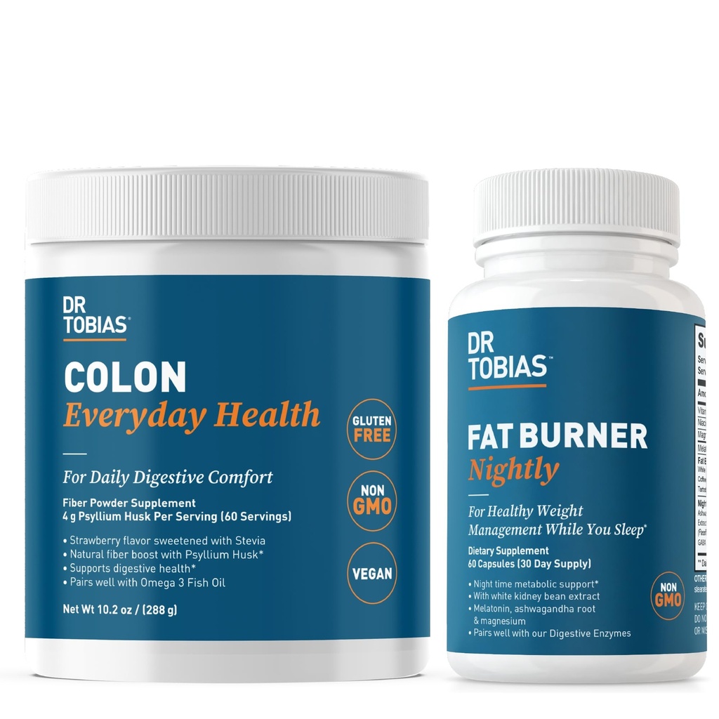 Dr. Tobias Colon Everyday Health and Fat Burner Nightly, Daily Digestive & Night Time Metabolic Support, Curb Crawings, Boost Energy & Gut Health, Non- GMO