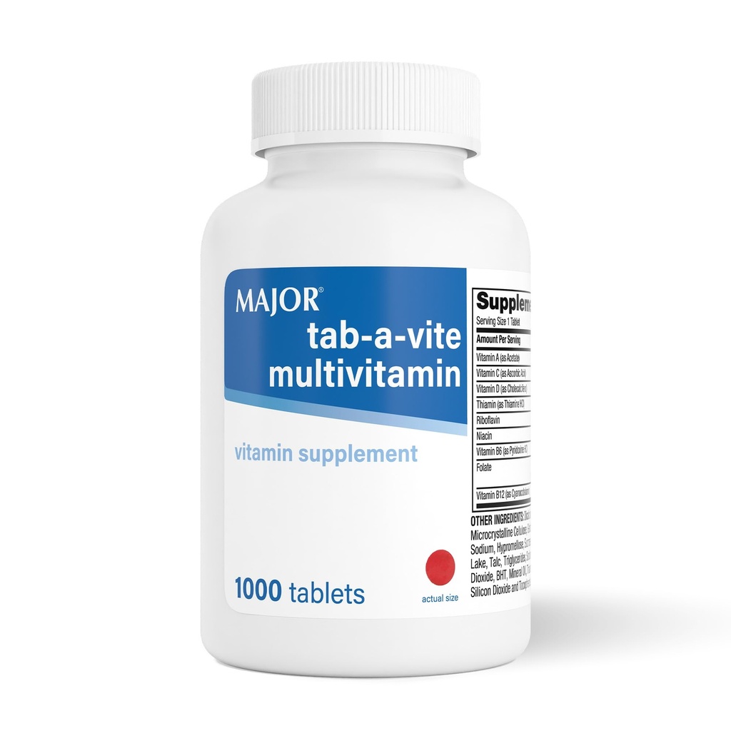 MAJOR Tab- A- Vite Multivitamin Tablety - gluten- Free Multivitamin pro dospělé, podporuje celkové zdraví, Multiminerální doplněk, 1000 Počet