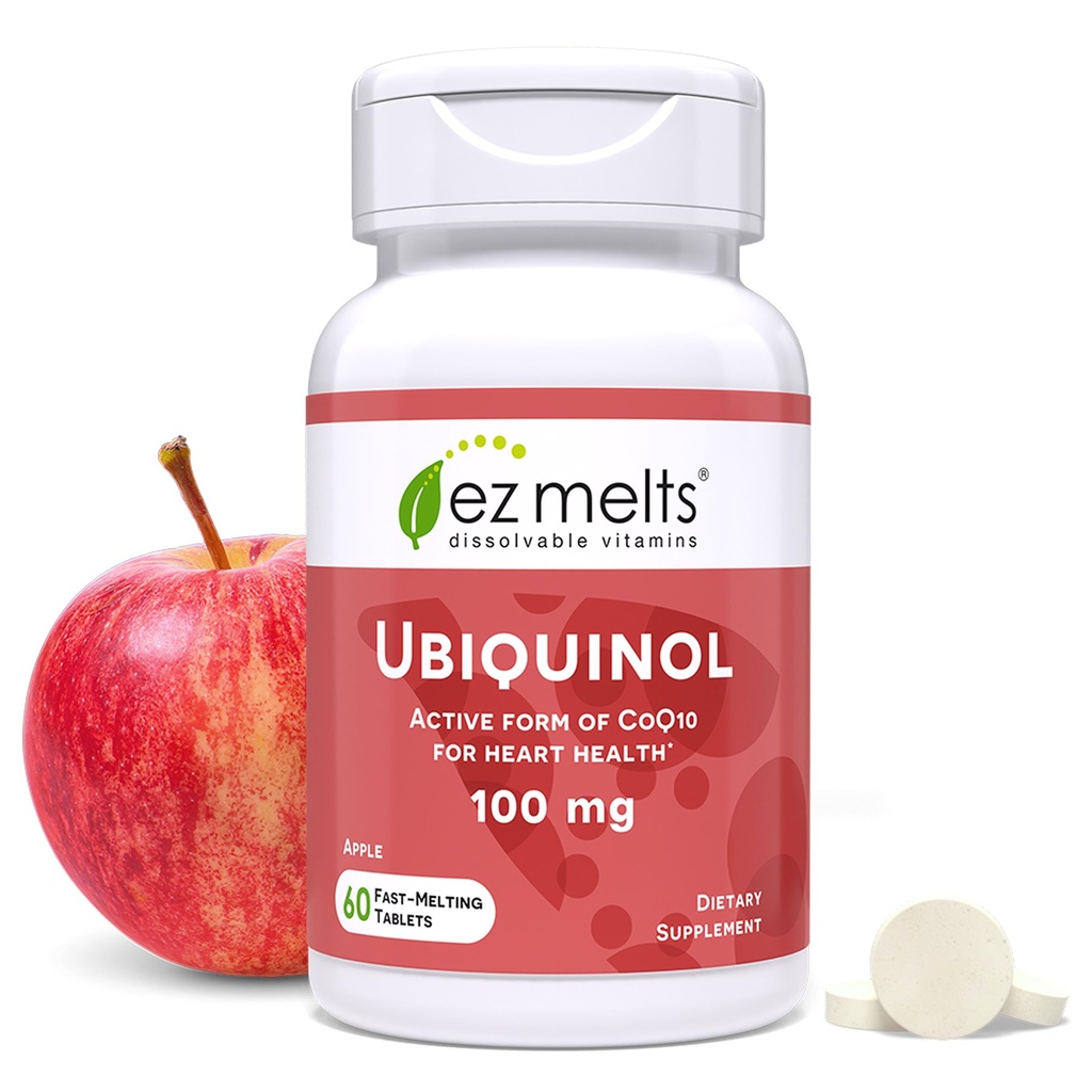 EZ Rozpustný Ubiquinol 100mg, Aktivní forma CoQ10, Zdravotní doplňky pro muže a ženy, Sugar- Free, 2- Month Supply - 1 balení