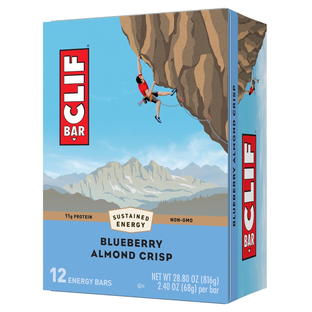 CLIF - Borůvkový mandlový crisp - Vyrobeno z organických Oves - Non- GMO - Plant Based - Energy Bars - 2.4 oz. (12 Pack)