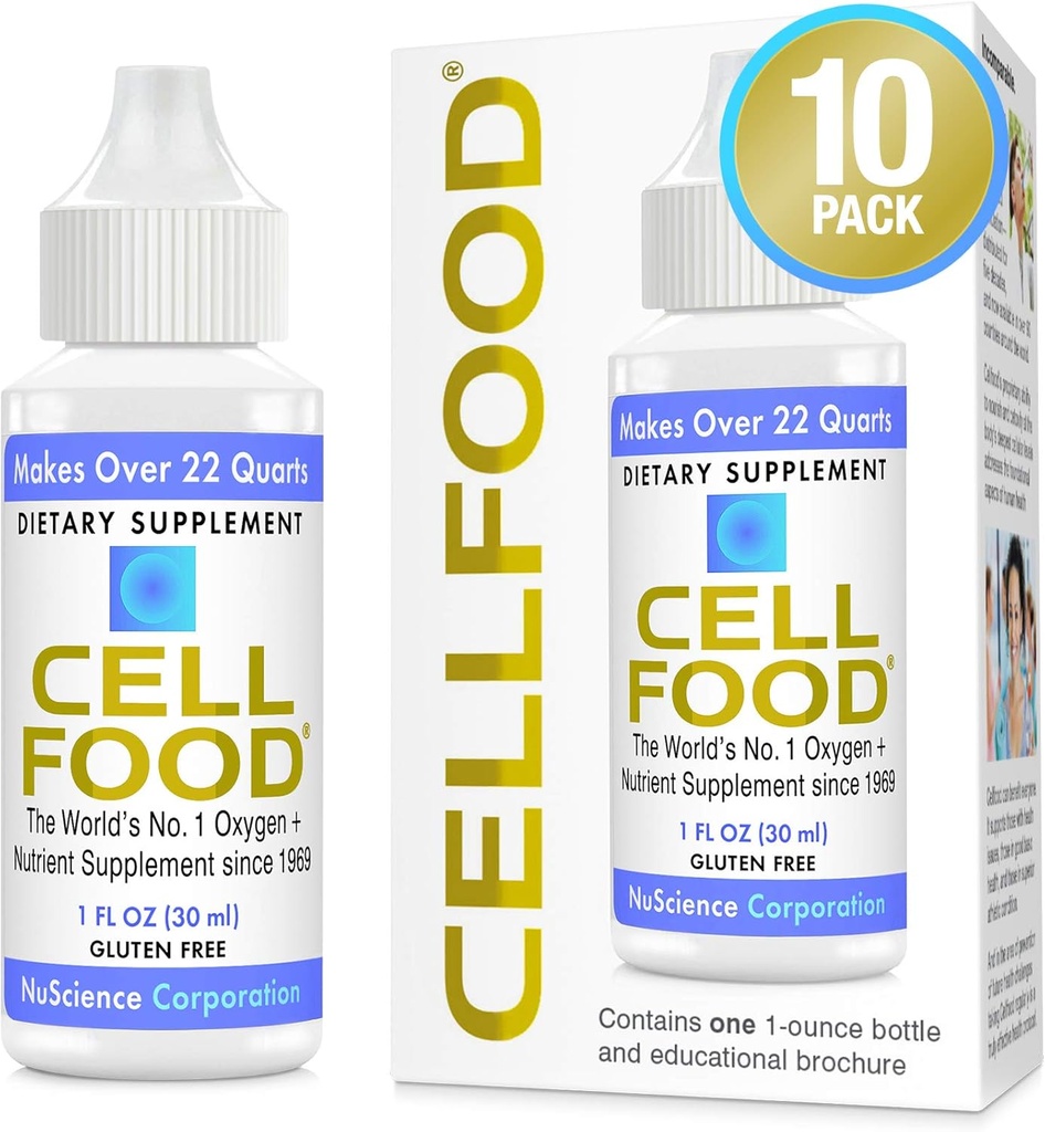 Cellfood Oxygen Boost - 1 fl oz, 10 Pack - Liquid Oxygen dodatek pro Lymfatické odsávání, Altitude nemoc, Jet Lag, Únava, Bolesti hlavy & Energie - Gluten Free, Cert. Kosher
