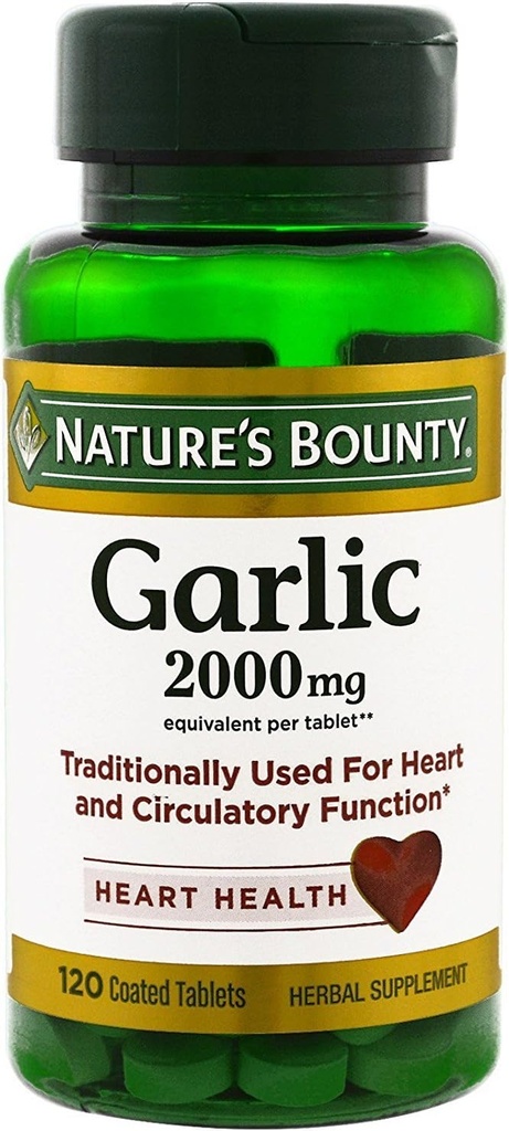 Přírodní česnek, 2000mg, 120 potahovaných tablet (balení po 2), 2 lahve Každá ze 120 tablet