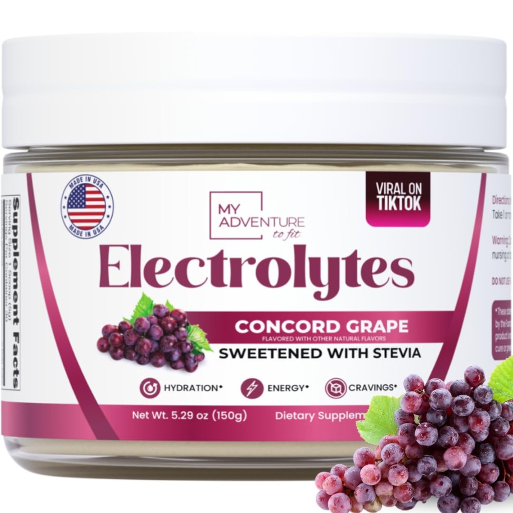 Nulový cukr - Concord Grape Electrolytes Powder - Velmi osvěžující hydratace - Kofein Free Energy se všemi přírodními složkami - Vegan, Keto & Paleo - Sugar Free Electrolytes Drink Mix - 30 Podání