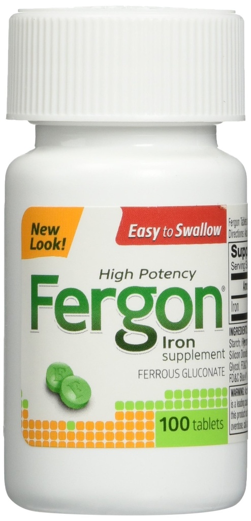 Fergon High Potency Iron Supplemente Tablety, 100 Počet