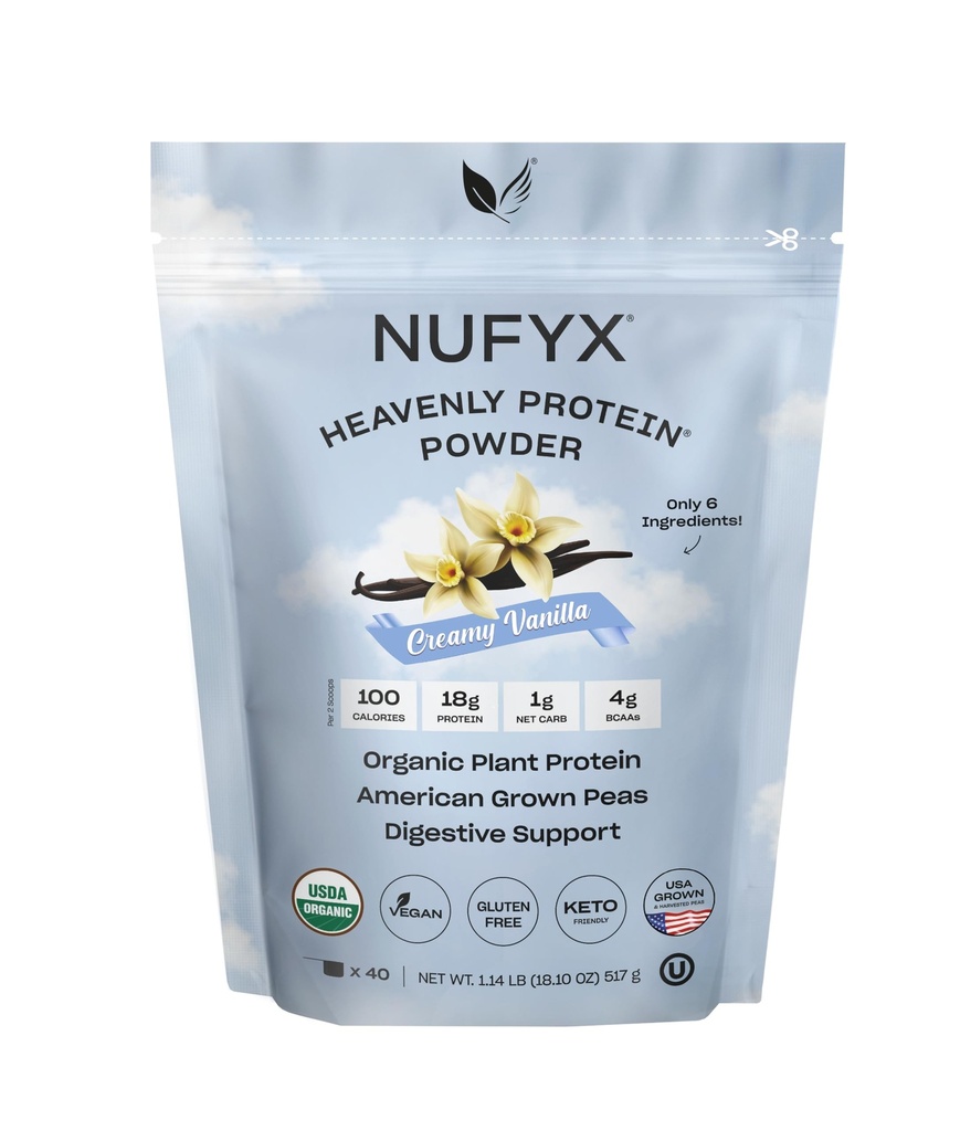 NUFYX ® • Nebeský protein ® Powder • Světově nejjemnější 100% organické americké pěstované hrušky • Vegan • Gluten zdarma • Nízký karb (krémová vanilka, 40 kopyta)