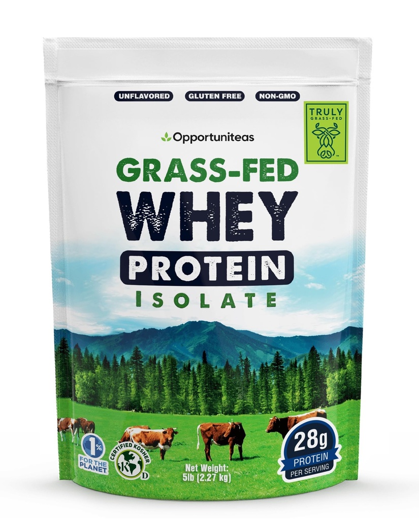 Oportuniteas Grass Fed Syrovátka izolát proteinu prášek - Neochucený 28 g protein prášek bez umělé sladkosti, Hormone- Free krávy, non GMO - 5lb
