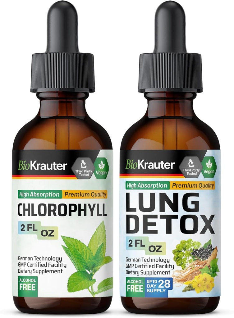 BIO KRAUTER chlorofyl tinktura 2 Fl. Oz. & Lung Detox tinktura 2 Fl. Oz.