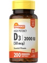 Sundance High Potency D3 2000 IU PHARMAN 124; 200 Softgels Quick Release PHARMAN 124; Essential Vitamin Formule PHARMAN 124; Non- GMO a gluten zdarma dodatek