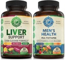 Vyčištění jater Detox opravy Formule & Mens Daily Multivitamins Bundle (Jedna láhev každý). Kolektivně podporuje zdraví jater, holistické wellness, posílená energie, Stamina & Performance. USA Made.