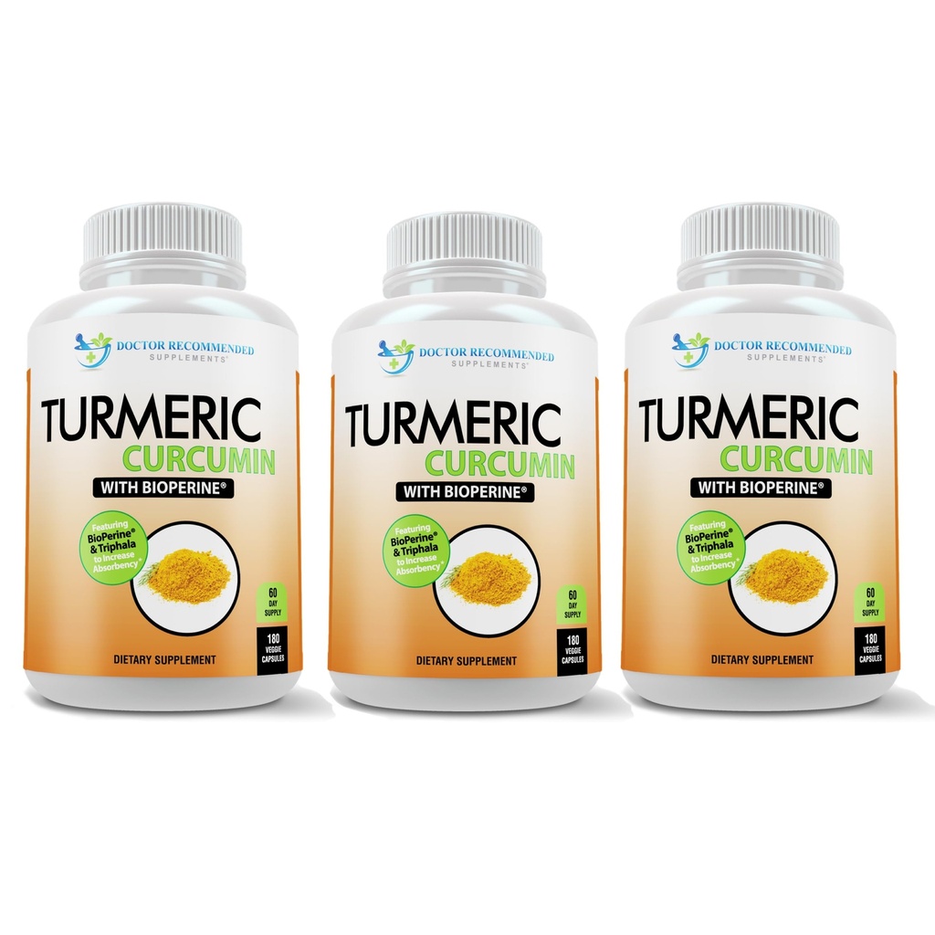 Kurkumin dodatek - 2250mg / d - Veggie Caps - 95% kurkuminoidy s černým pepřovým extraktem (Bioperin) - 750mg Kapsle - 100% organické - nejsilnější turmerické (balení 3)