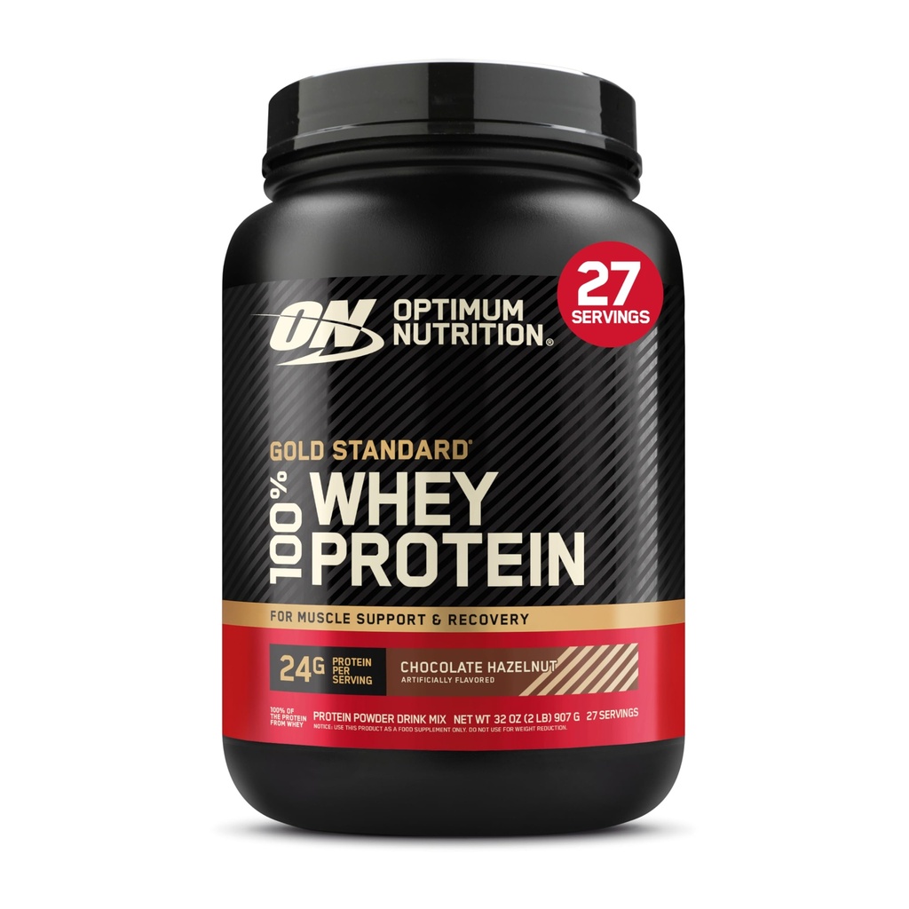 Optimum Nutrition Gold Standard 100% syrovátkový protein prášek, čokoláda Hazelnut, 2 libry (balení květen Vary)