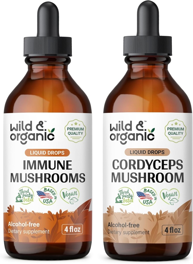 Wild & Organic Immunní Houba Tinktura 4 fl oz & Cordyceps Tincture 4 fl oz