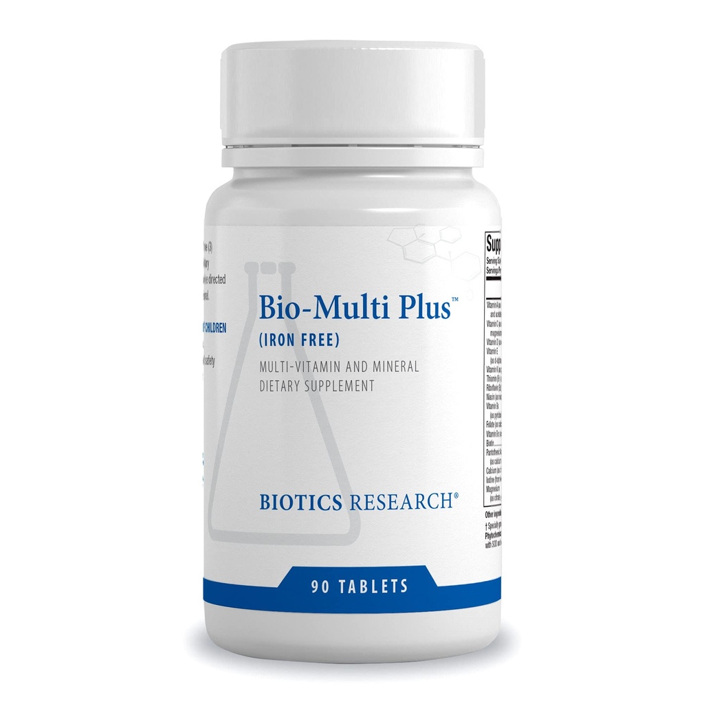 Biotics Research Bio Multi Plus železo zdarma Multivitamin, Chelated Minerals, Iron Free, Emulgované tukové rozpustné vitaminy, vysoká antioxidanty, SOD, Catalase 90 Tablety