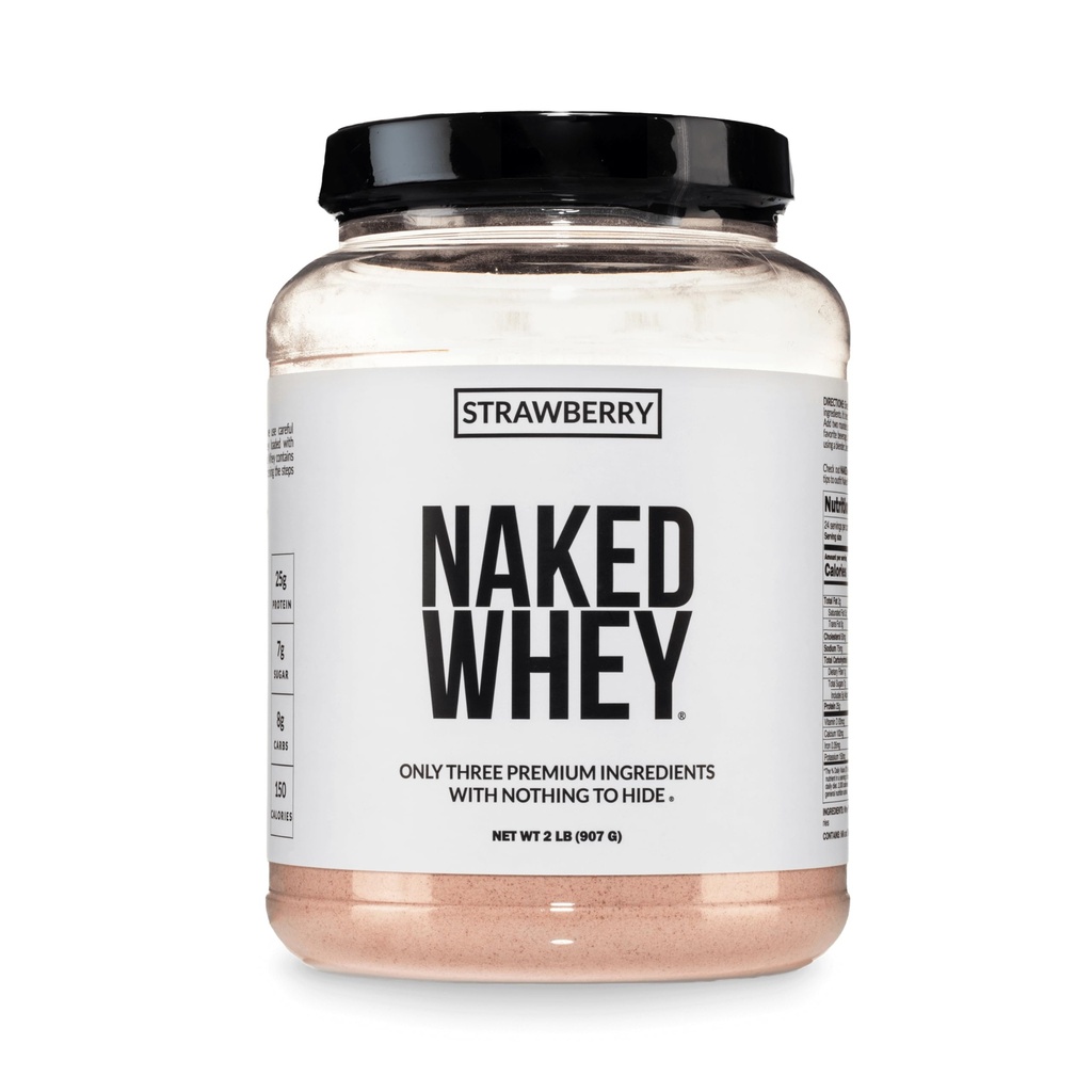 NAKED Jahodový syrovátkový prášek, Pouze 3 ingredience, 25g Tráva Fed syrovátkový prášek, Podpora růstu a obnovy svalů - 24 Služeb