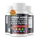 Cayenne Pepper Turmeric Odorsic Česnek Skořice Fenugreek Citrus Bergamot Artyčok Blueberry Green Tea Black Pepper - 150 Capsules - Made in USA