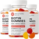 iRestore Hair Gummy Vitamíny, Vegan Biotin Gummies pro vlasy Kůže a nehty, Růst vlasů Gummies pro ženy a muže, Biotin 10,000mcg, 3PK