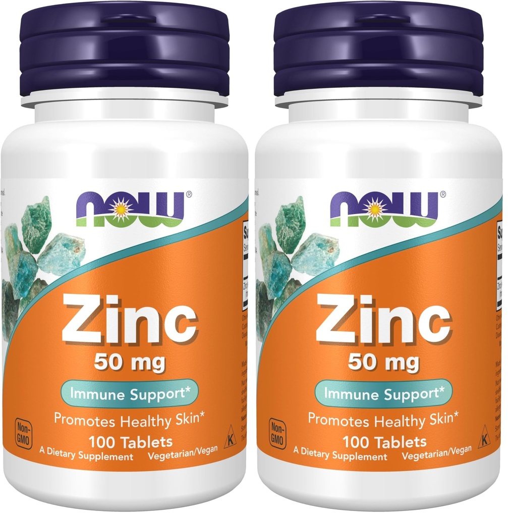 Nyní Potraviny doplňky, zinek (zink glukonát) 50 mg, podporuje funkce enzymu *, imunitní podpora *, 100 tablet (balení po 2)