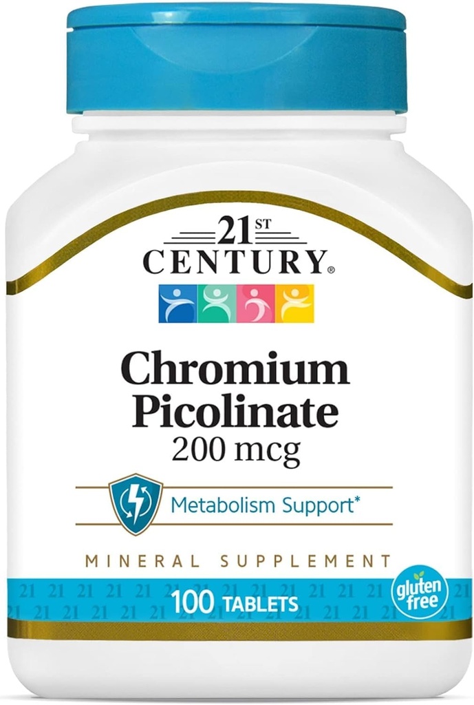 Pikolinát chromu 21. století 200 mcg 100 Tabs