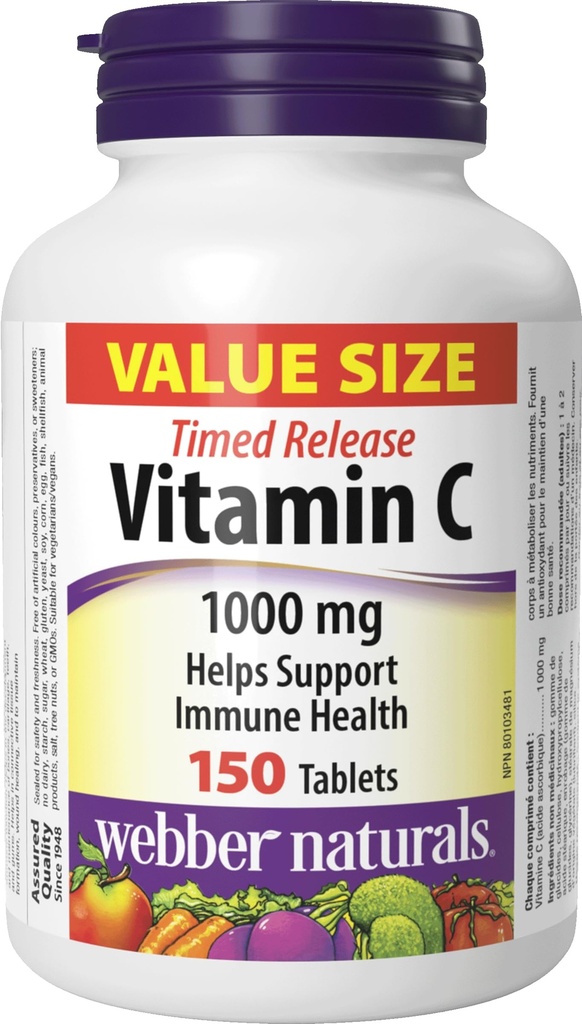 Webber Naturals Vitamin C Časovaná verze 1000mg, 150 tablet