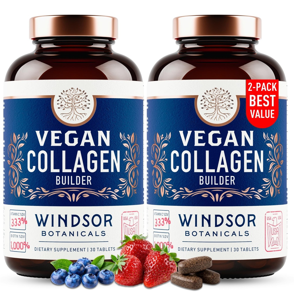 Vegan Collagen pro ženy a muže - Organic Superfood, Amino Acids Glycine, Lysin, Proline pro zdravou pleť, vlasy, nehty - Plant- Based Collagen Booster doplňky - 60 Gluten- Free Vegetarian pilulky
