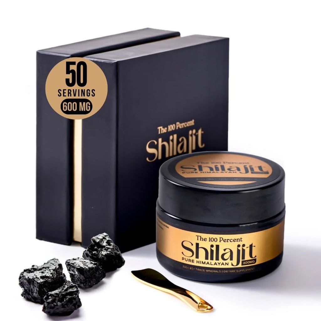 Čisté Himalájské Shilajit pro muže a ženy 600mg, 50 Služeb - Zlatá třída, Laboratorní test v ceně, Maximální účinnost Fulvic Acid s 85 + stopové minerály extrahované z nejvyšší výšky