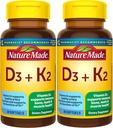 Nature Made Vitamin D3 K2, 5000 IU (125 mcg) Vitamin D, dodatek stravy pro kosti, zuby, svalová a imunitní podpora zdraví, 30 Softgels, 30 Day Supply - Balení 2