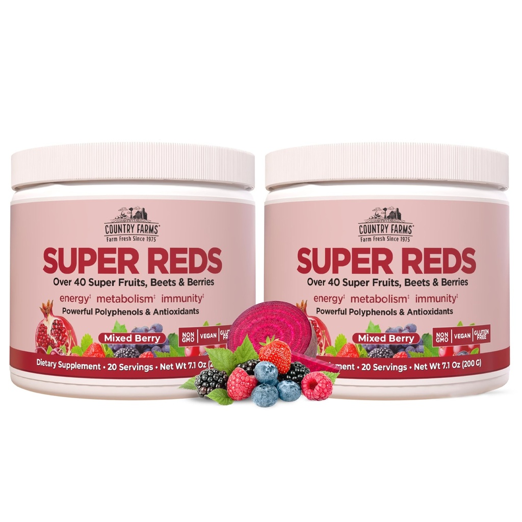 ZEMĚ ZEMĚ ZEMĚDĚLSTVÍ Super Rudé, Energizing Polyfenol Superfood, Více než 40 Super ovoce a bobule, Výkonné antioxidanty a polyfenoly, Podporuje energii, podporuje cirkulaci, 40 Služeb, Smíšené Berry