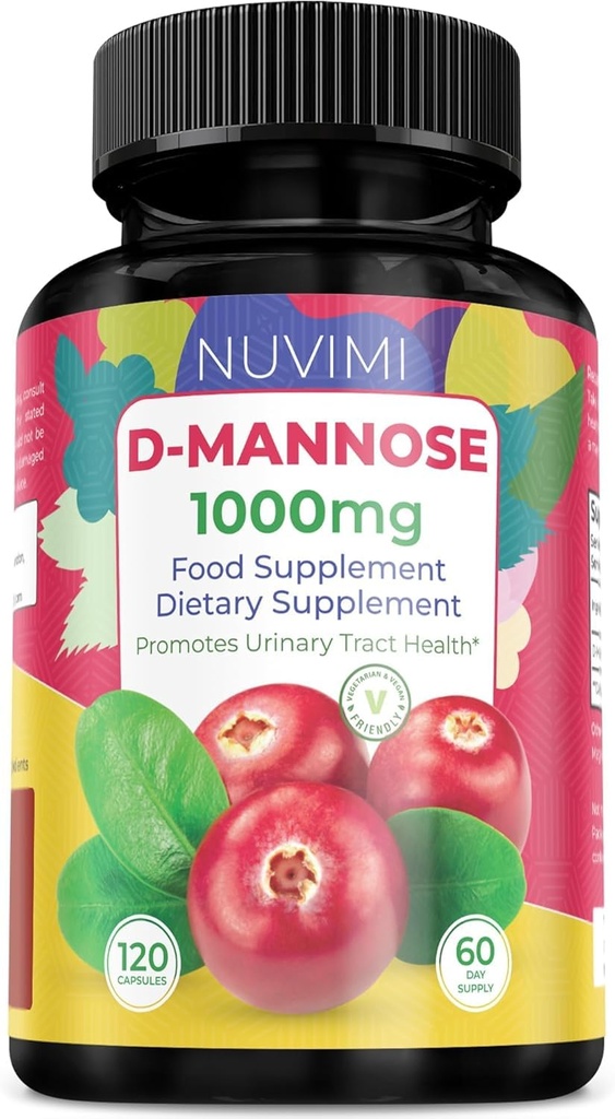 D Mannose 120 Kapsle - 1000 mg na dávku - Dietní dodatek pomáhá podporovat močové trakt zdraví - Přírodní Vegan UTI obrany
