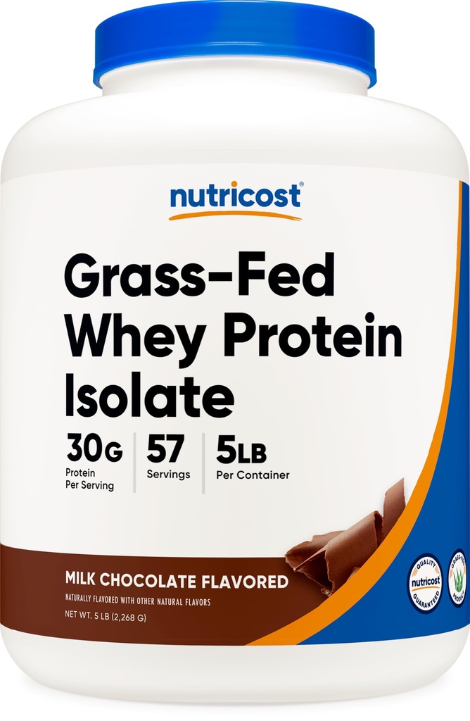 Nutricost Grass- Fed syrovátkový protein izolát (čokoláda) 5LBS - Non- GMO, gluten zdarma, přírodní aroma