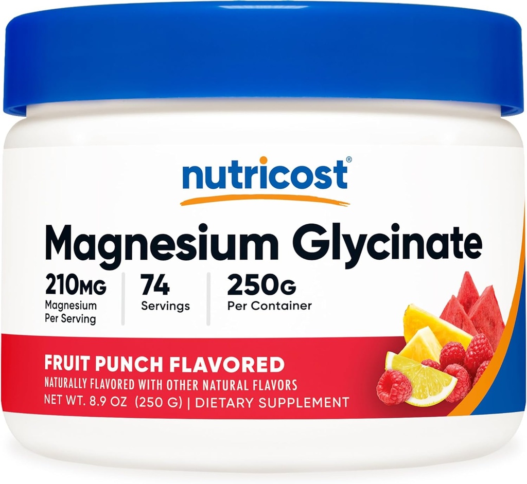 Nutrikost Glycinátový prášek hořčíku (ovocný punč, 250 gramů)