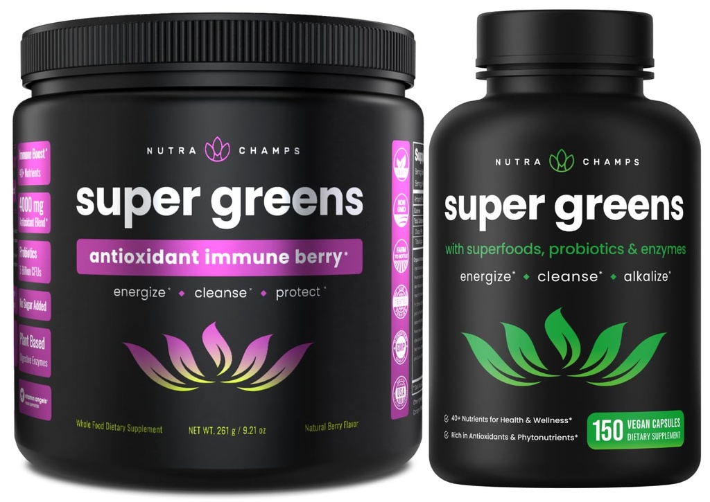 NutraChamps Super Green Antioxidant Powder & Super Green Kapsle