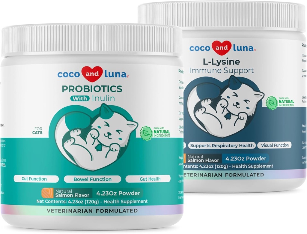 Lysin + Probiotika a Prebiotika pro kočky - Imunitní podpora, funkce očí, Bowel Function & Gut Health.