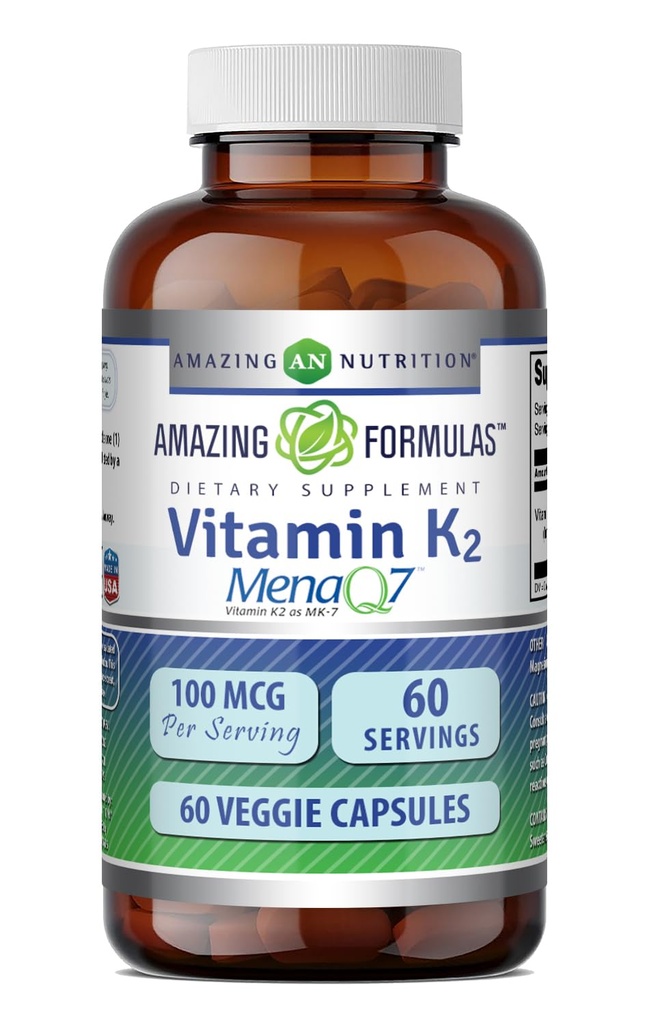Amazing Applicas vitamin K2 Menaq7 MK7 dodatek 124; 100 Mcg CUP 124; Veggie Kapsle 124; Non-GMO CUP 124; gluten zdarma 124; Made in USA (1 balení, 60 Počet)