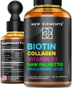 Tekutý biotin pro růst vlasů ženy & muži 10000mcg colum124; Biotin a kolagen doplňky s pilou Palmetto & Hyaluronic kyseliny colum124; Biotin kapky pro růst vlasů s vitamínem D3 pro vlasy kůže a nehty