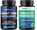 MAV NITRION Night Time Hořák tuků Kapsle a Probiotic & Prebiotic Kapsle 124; Přenocování Metabolismus Booster pro Žaludek Tuk Hořící Gut Zdraví Podpora 124; Komplexní trávicí Wellness