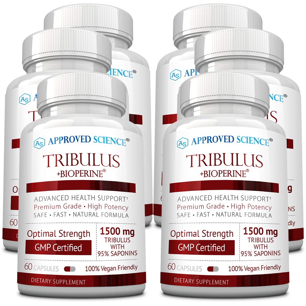 Schválený vědecký Tribulus Terrestris - 360 Kapsle - Zvyšuje testosteron, zlepšuje atletickou výkonnost, podporuje růst a opravy svalů - 95% Furostanol Saponiny - Bioperin - Vegan - 6 Lahvičky
