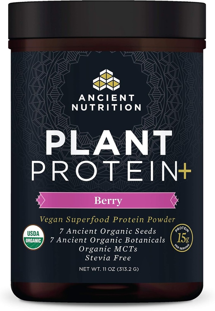 Starověké nutriční rostliny na bázi bílkovin prášek, rostlinný protein +, Berry, Organic Vegan Superfoods dodatek, 15g protein per Serving, Great for protein shakes, gluten zdarma, Paleo Friendly 12 Servings
