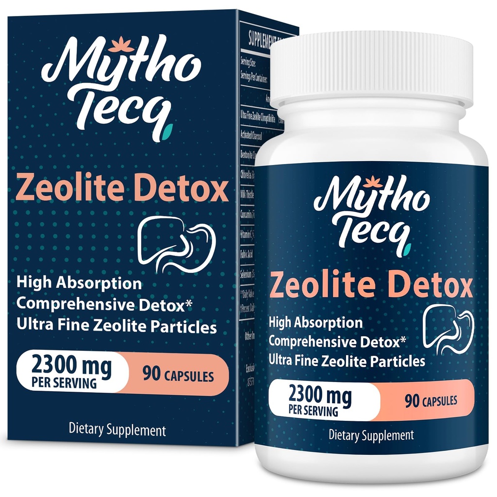 2300 MG Zeolit Detox Kapsle - Aktivované Charcoal & Bentonit Clay, Vysoce Absorbovatelné plné tělo, Játra & Gut Cleanse, Zeolit Clinilolite Clinilolite Capsle 90 Kapsle