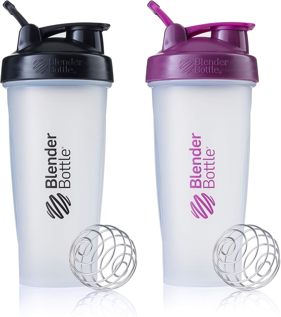 BlenderBottle Classic Shaker Bottle Perfect for Protein Shakes and Pre Workout, 28- Ounce (2 Pack), Barvy May Vars