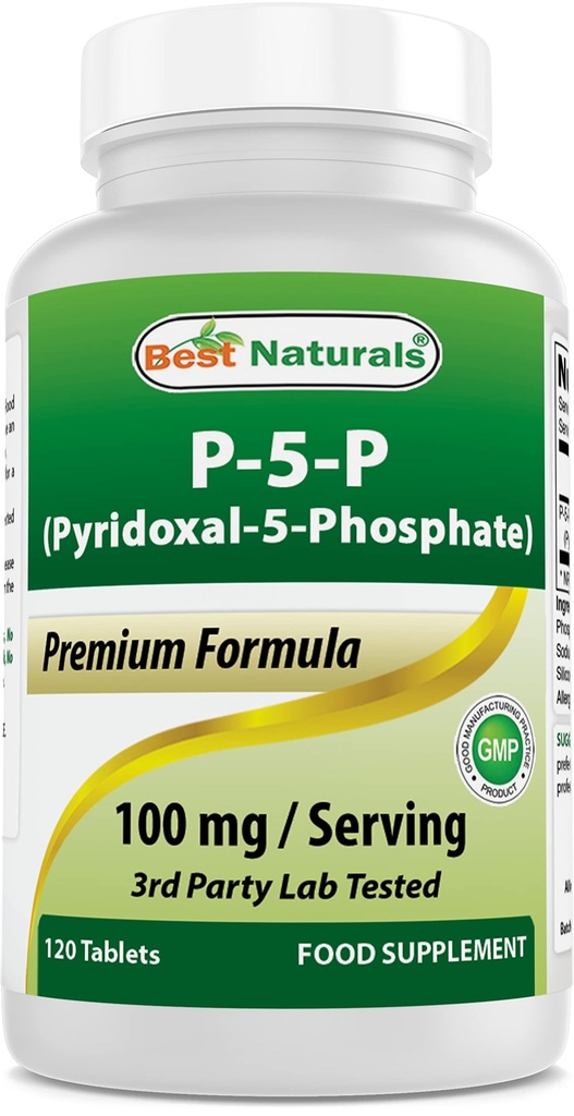 Nejlepší Naturals P5P Vitamin B6 (Pyridoxal 5 Fosfát) 100 mg / Serving - 120 Tablety - aktivní forma vitaminu B6.