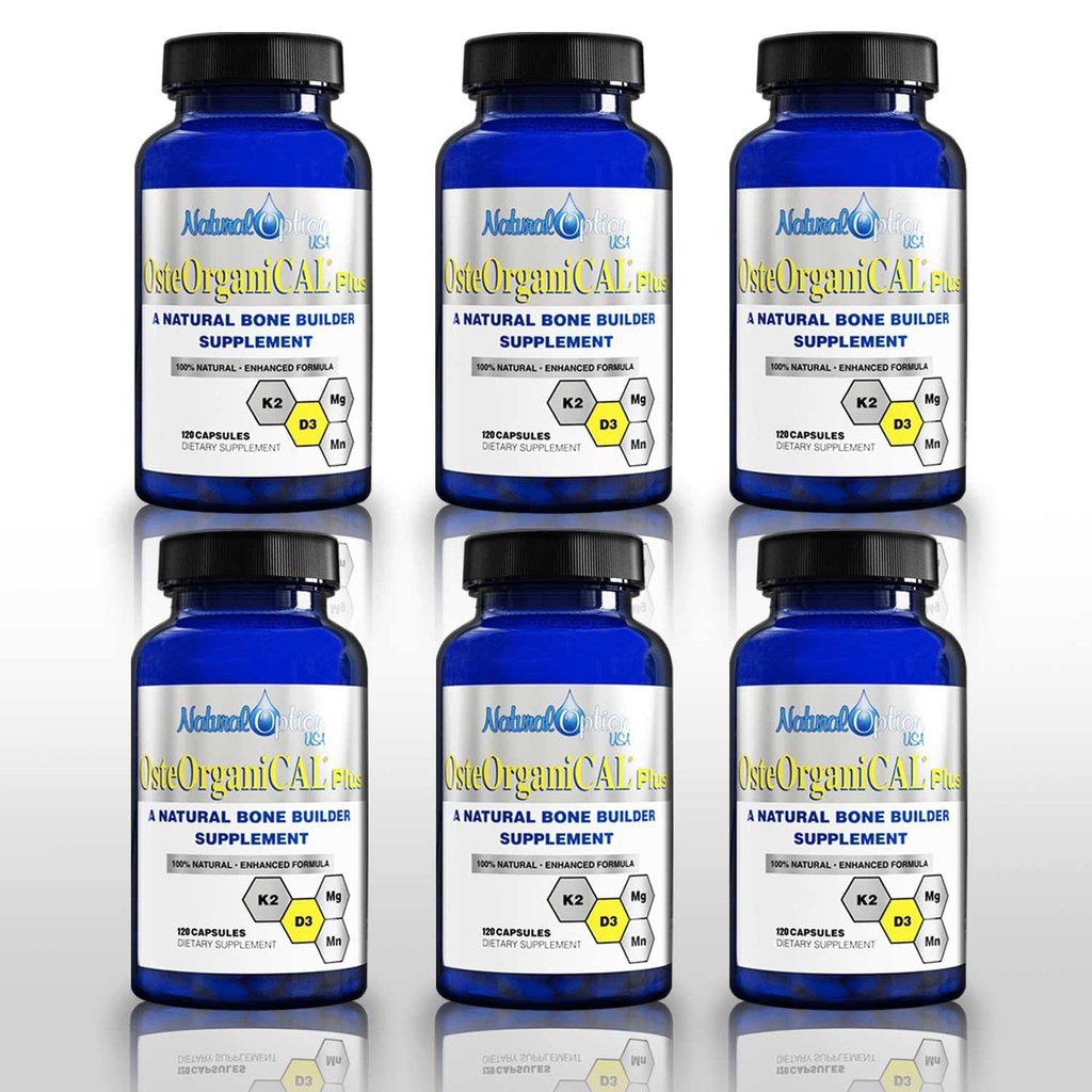 Plus - Biologický rostlinný zdroj doplňku vápníku s vitaminem D3, k2, Glycinátem hořečnatým a manganovým (720 hrabě) balení 6