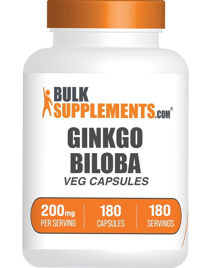 BulkSupplements.comginkgo Biloba Extract Kapsle - Ginkgo Biloba Sourced from Leaves, Bylinný dodatek - Vegan, 1 Kapsle per Serving, 180 Počet (balení po 1)