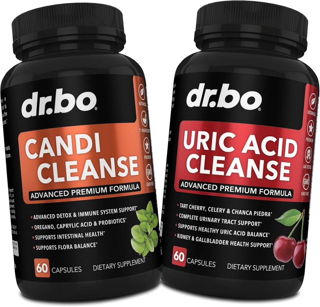 DR. BO Candi Acid Cleanse Support - Oregano & Ledviny Bylinné doplňky pro ženy a muže - Extra síla Acid Flush Kapsle & Oral ControlProbiotic Complex Cleanser