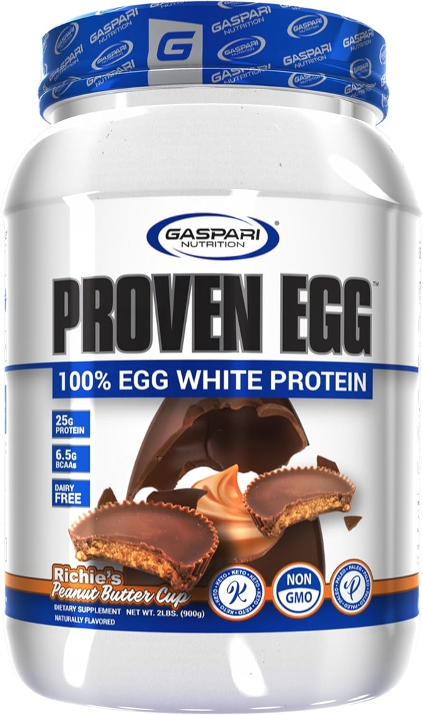 Gaspari Nutrition Proven Egg, 100% vaječný bílý protein, 25g protein, Keto Friendly, mléčná a laktóza zdarma, Soy Free (2 kg, arašídové máslo Cup)