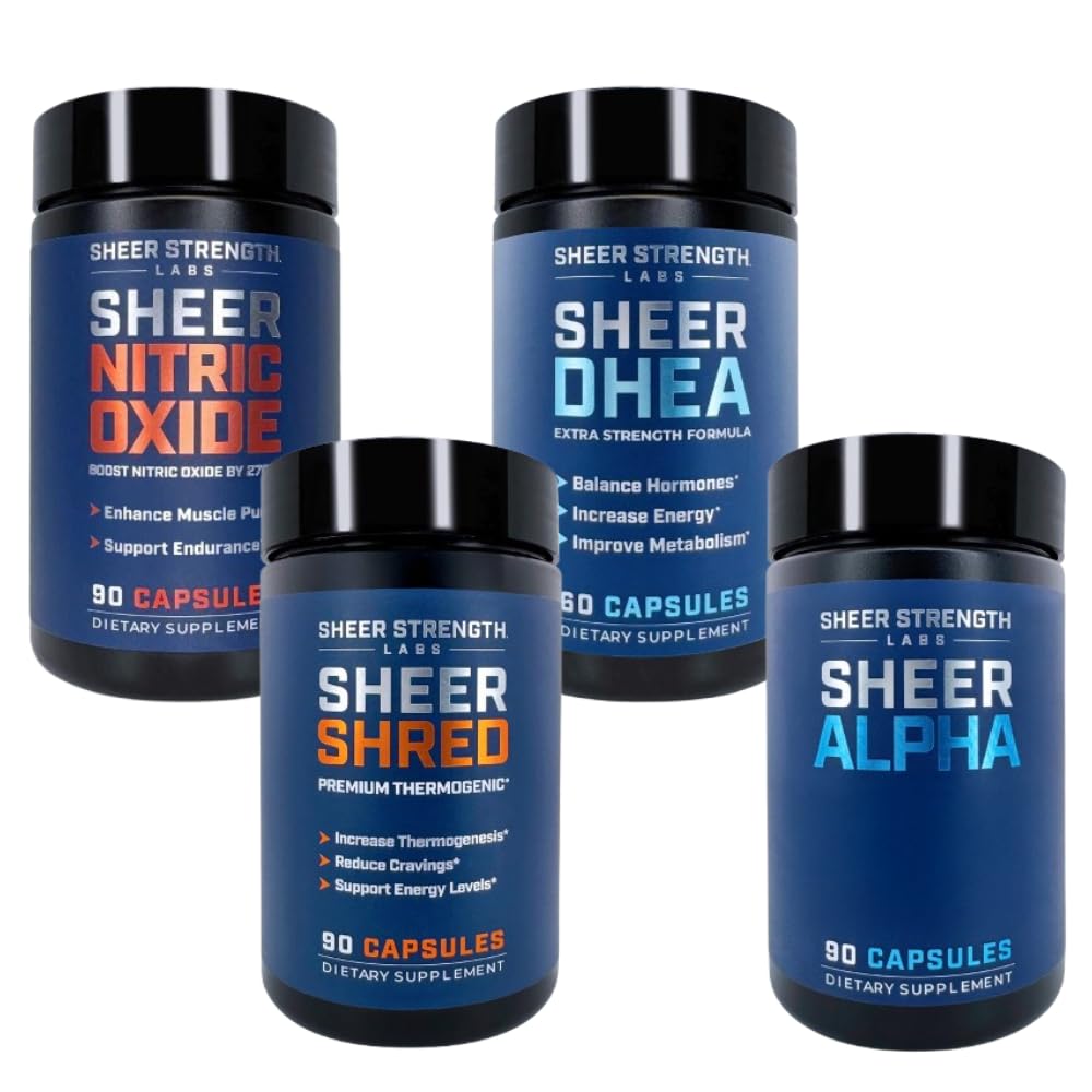 Sheer Ultimate Stack - DHEA dodatek pro muže DHEA 100mg & Nitric Oxide Supplemente & Sheer Shred & Sheer Alpha