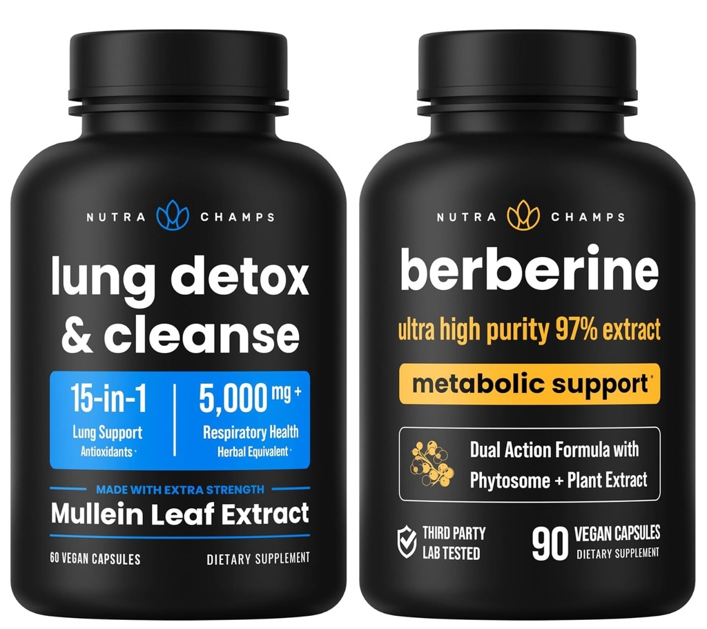 NutraChamps Kompletní Respirační a Metabolická podpora: Lung Cleanse & Berberine Duo