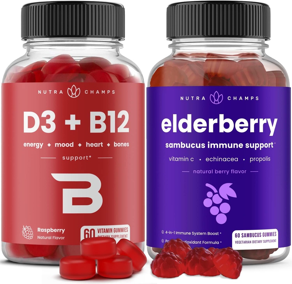 NutraChamps Vitamin B12 Gummies a Elderberry Gummies Bundle