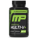 Muscle Pharm Essentials Multi- V +, The Athlete 's Multi- Vitamin, Enhanced Energy, Performance & Imunitary Health, Daily Multivitamine for Men & Women with Minerals Plus Probiotics, 90 Tablet, 30 Servings