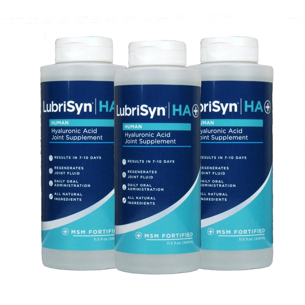 Lubrisyn Hyaluronic kyselina ústní společný dodatek s MSM - Liquid HA Formule pro lidi - Podpory společné podpory, mobilita, pružnost, hydratace a zdravá funkce pro muže a ženy - 3 x 11.5oz